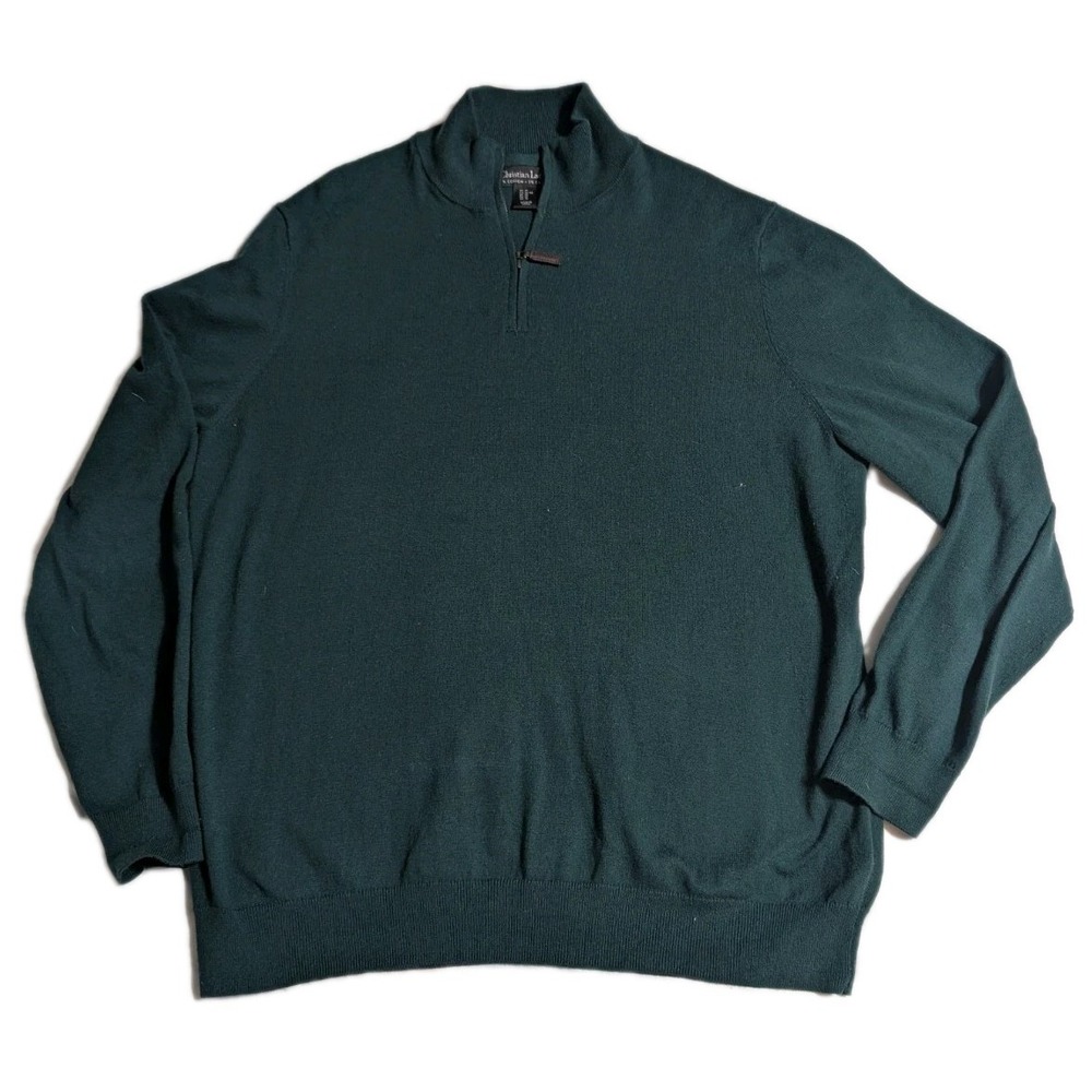Christian‎ Lacroix Men's XL Cotton Cashmere Quarter Zip Sweater Green